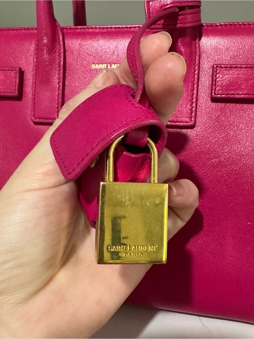 Saint Laurent Leather sac de jour pink - Picture 4 of 12